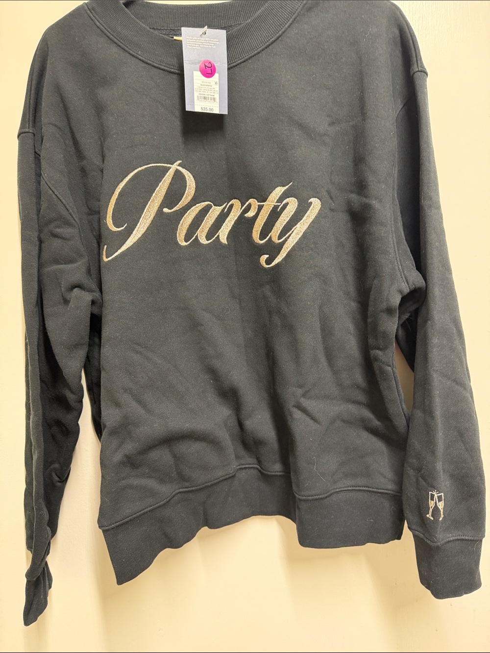 Black "Party" Script Crewneck Sweatshirt